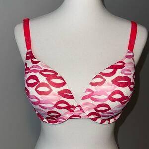 Victoria's Secret Lipstick Kiss T-Shirt Push Up Full Coverage Bra 34D